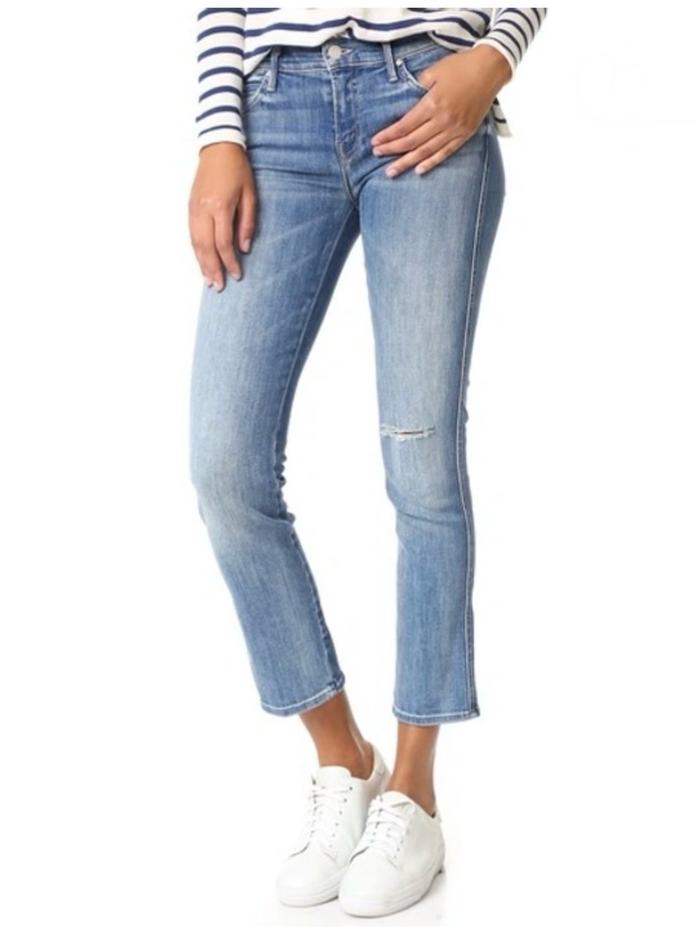 MOTHER The Rascal Ankle Mid Rise Jean in High Five Wash